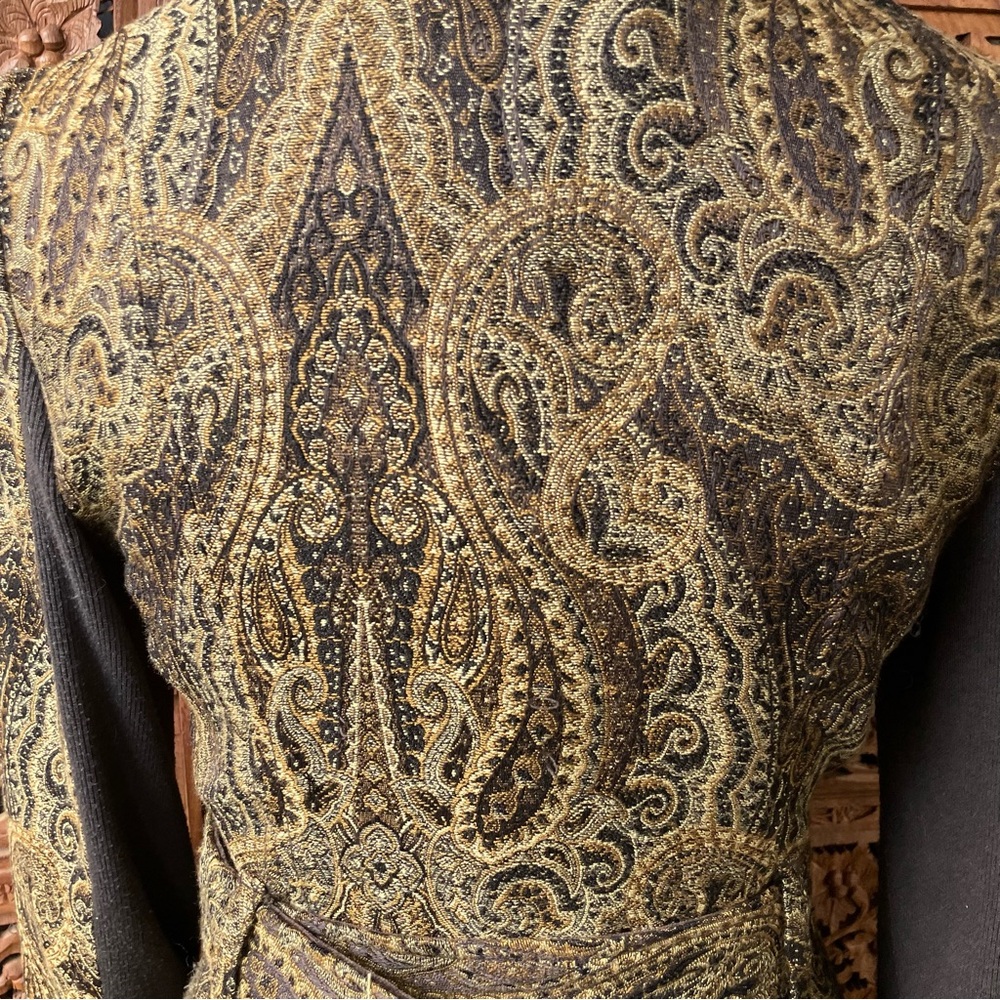 FREE PEOPLE Vintage Y2K Brown Paisley Belted Utility Trench Coat Duster Jacket - Picture 15 of 16